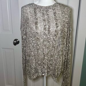 Hem & Thread Olive Green and Cream Cable Knit Sweater